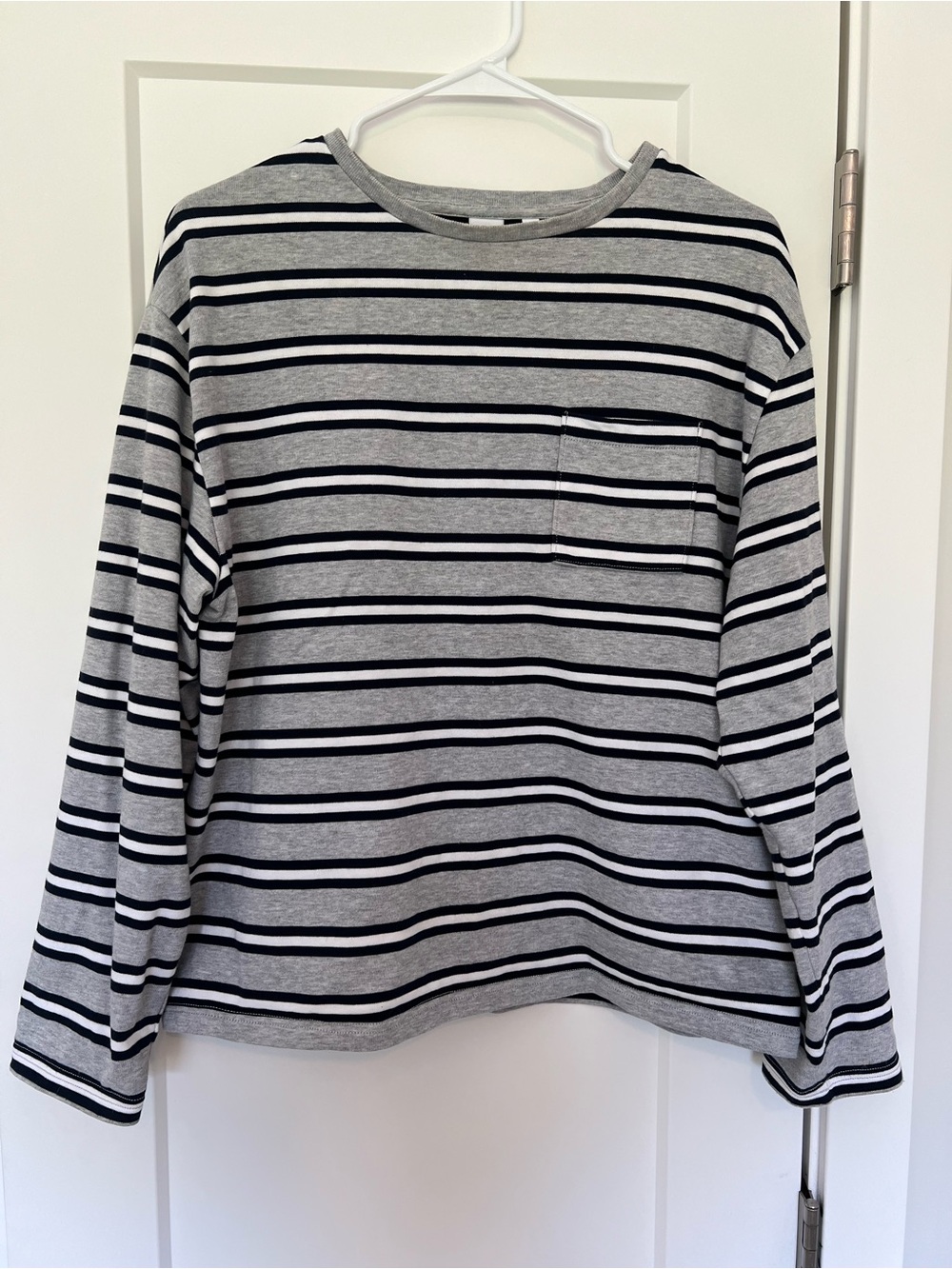 TNA Casual Striped Long Sleeve Tee - Gray and Black